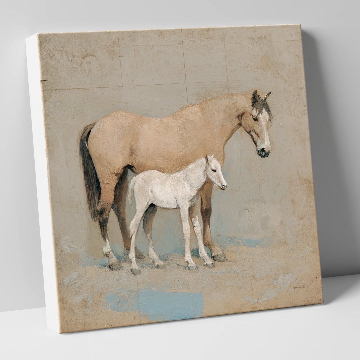 A Quiet Bond mare & foal canvas wall art