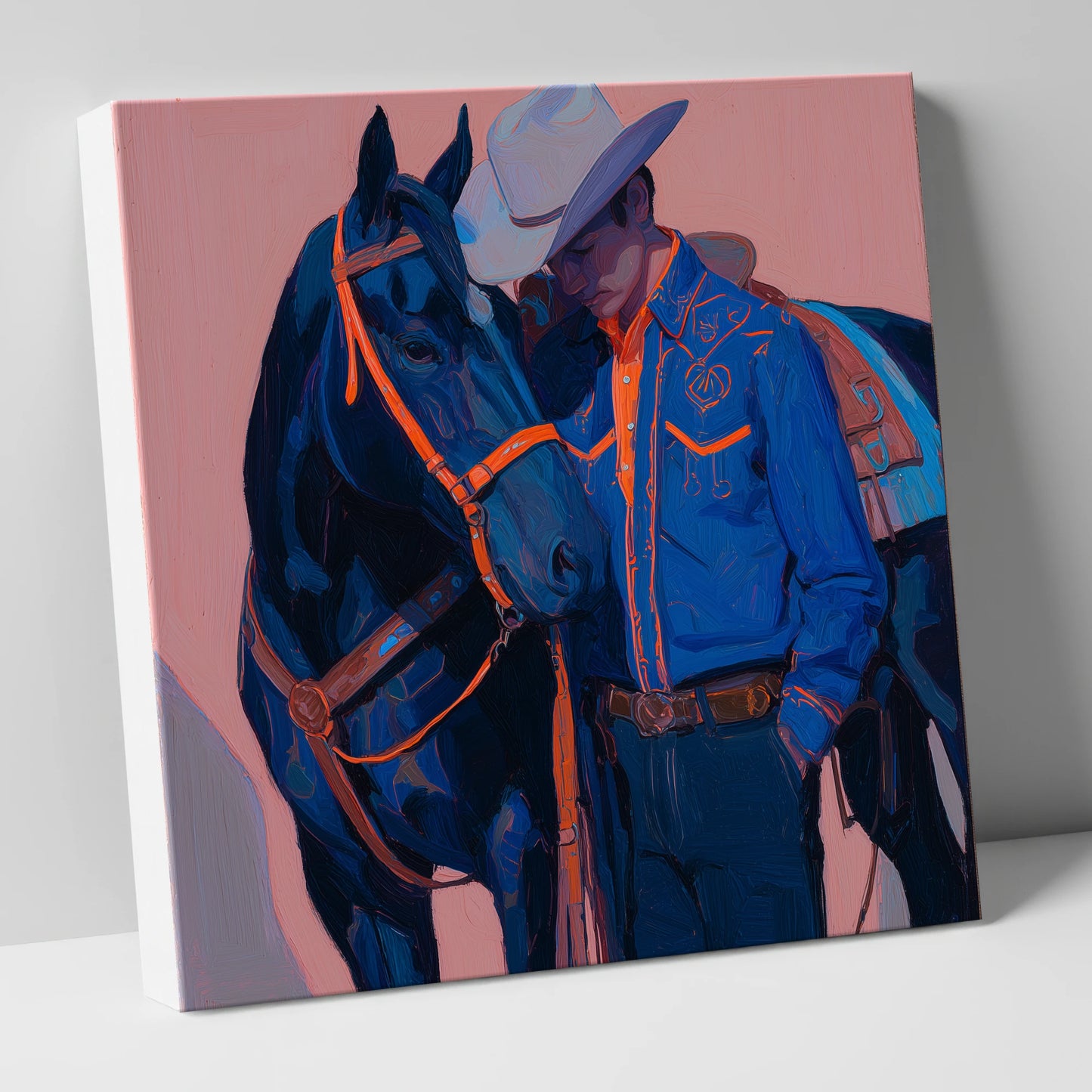 Electric Indigo Bond western horse canvas wall art