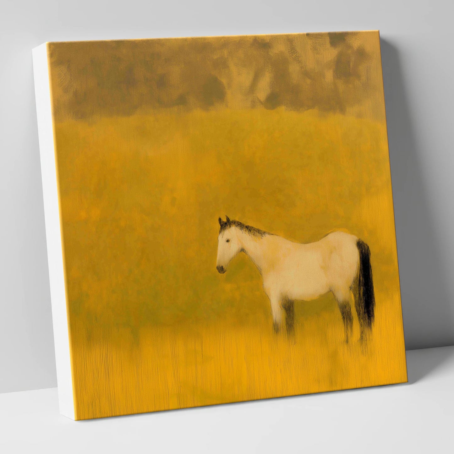 Golden Silence horse landscape canvas wall art