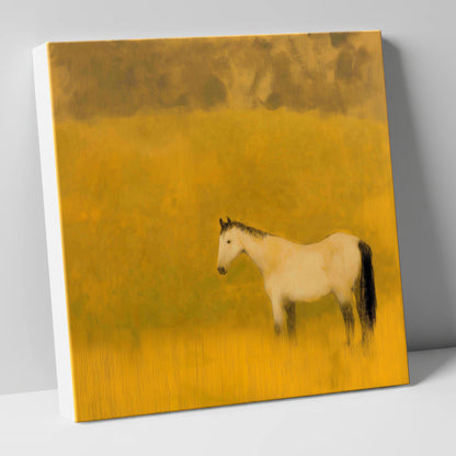 Golden Silence horse landscape canvas wall art