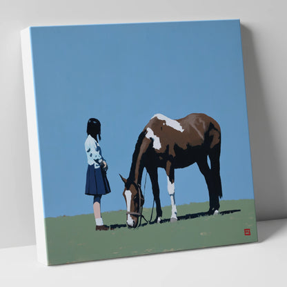 Silent Companionship horse & rider canvas wall art
