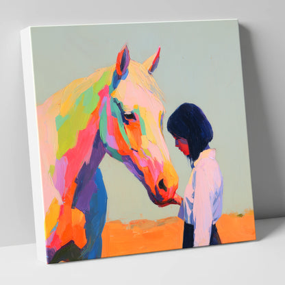 Vivid Connection horse & rider canvas wall art