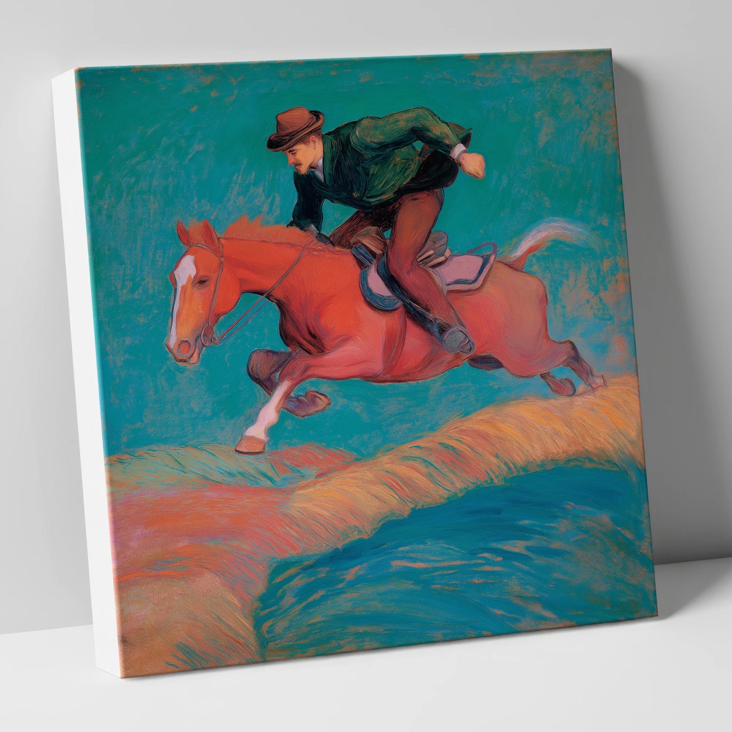 The Bold Leap show jumping horse canvas wall art