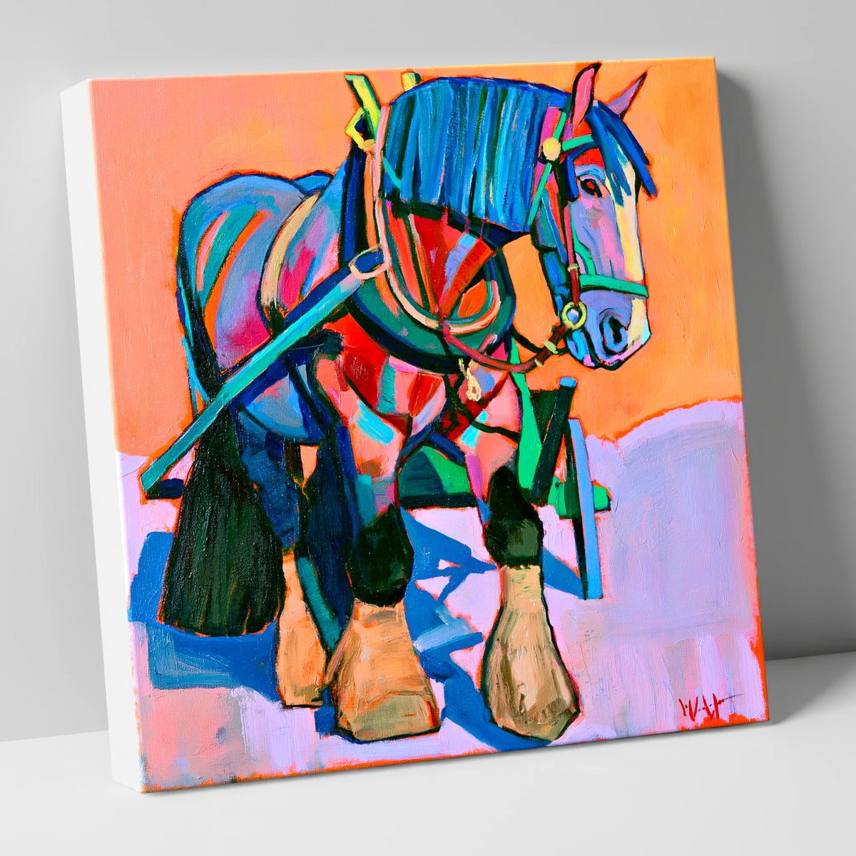 Vibrant Blue Heavy Horse horse breed canvas wall art