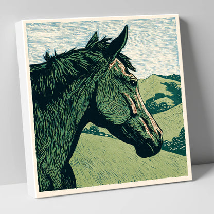 Verdant Valley Gaze horse portrait canvas wall art