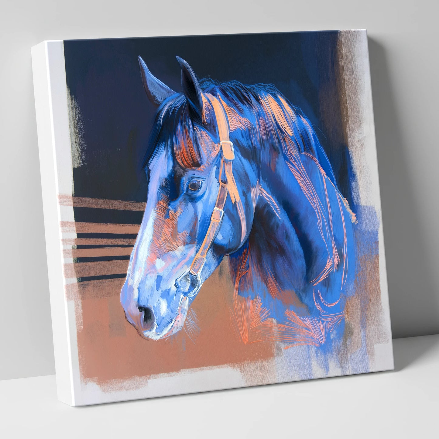 Serene Blue Profile horse portrait canvas wall art
