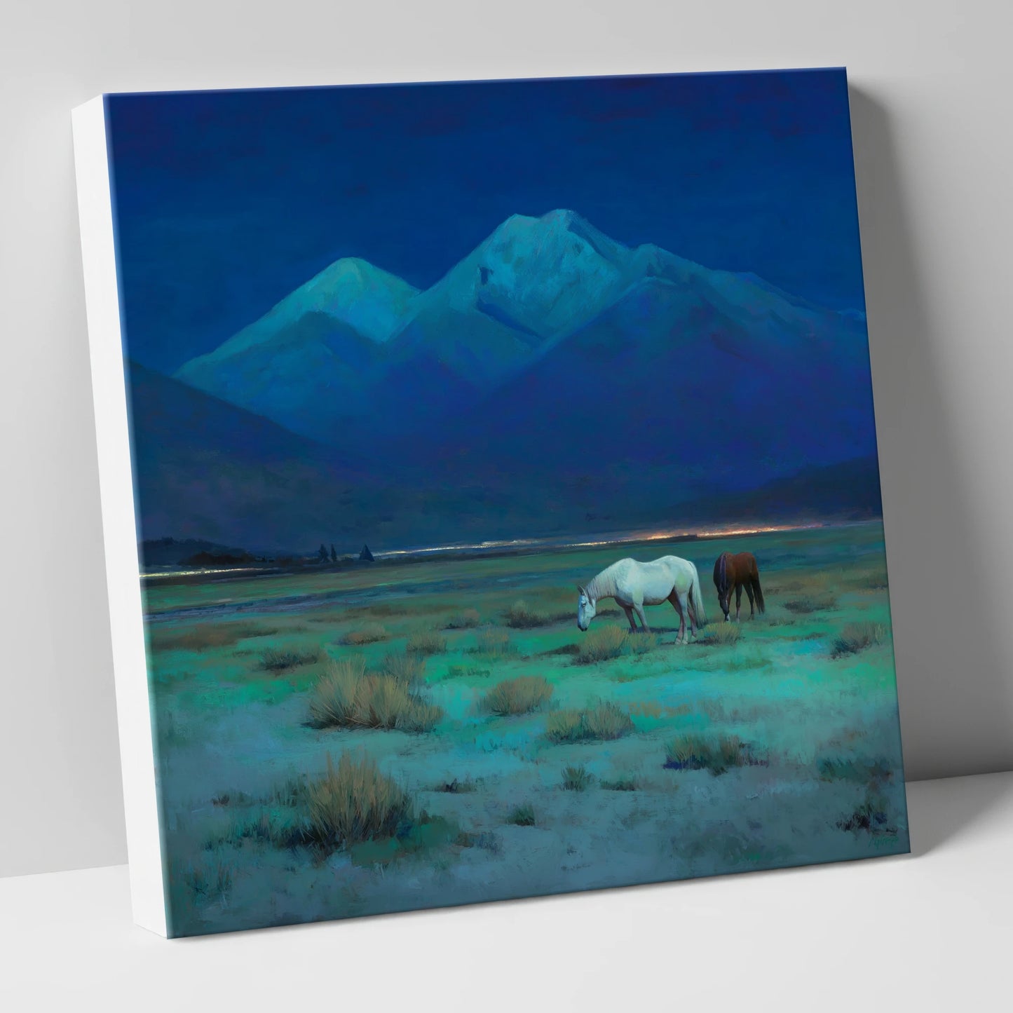 Indigo Night Pasture horse landscape canvas wall art