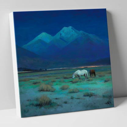 Indigo Night Pasture horse landscape canvas wall art