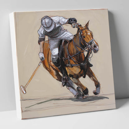 The Decisive Strike polo horse canvas wall art