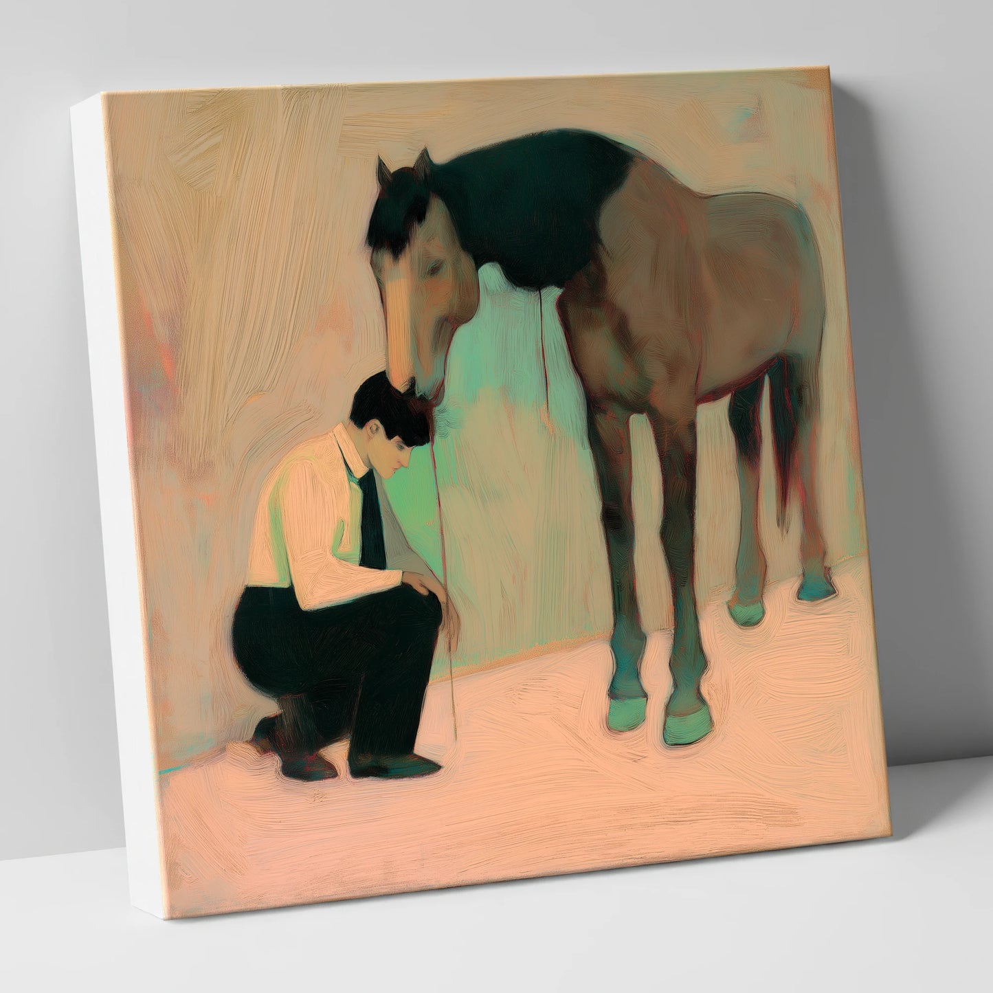 A Silent Understanding horse & rider canvas wall art