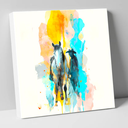 Vibrant Frontier Bond western horse canvas wall art