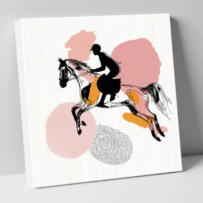 Abstract Equine Flight show jumping horse canvas wall art