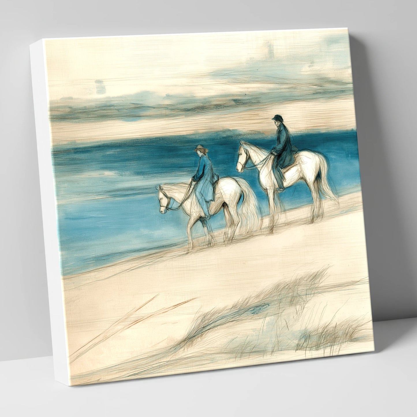 Tide Line Companions beach horse canvas wall art
