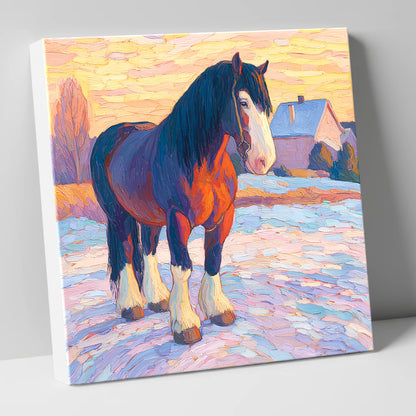 Majestic Winter Shire horse breed canvas wall art