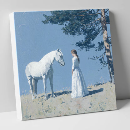 Beneath the Summer Pine horse & rider canvas wall art