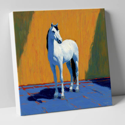 Sun-Drenched White horse breed canvas wall art