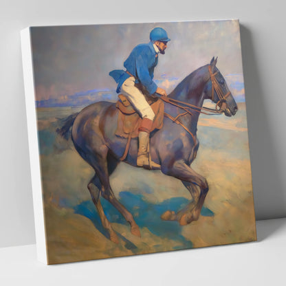 Azure Rhythm at Dawn racing horse canvas wall art