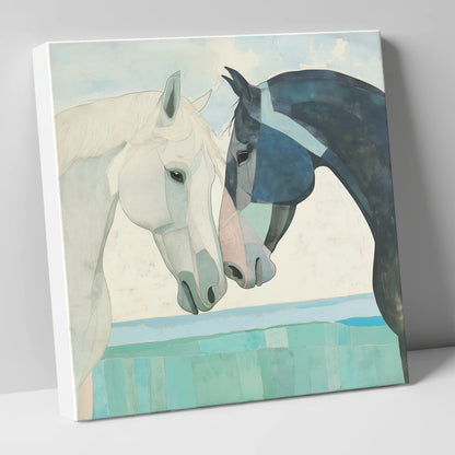 The Gentle Greeting horse portrait canvas wall art