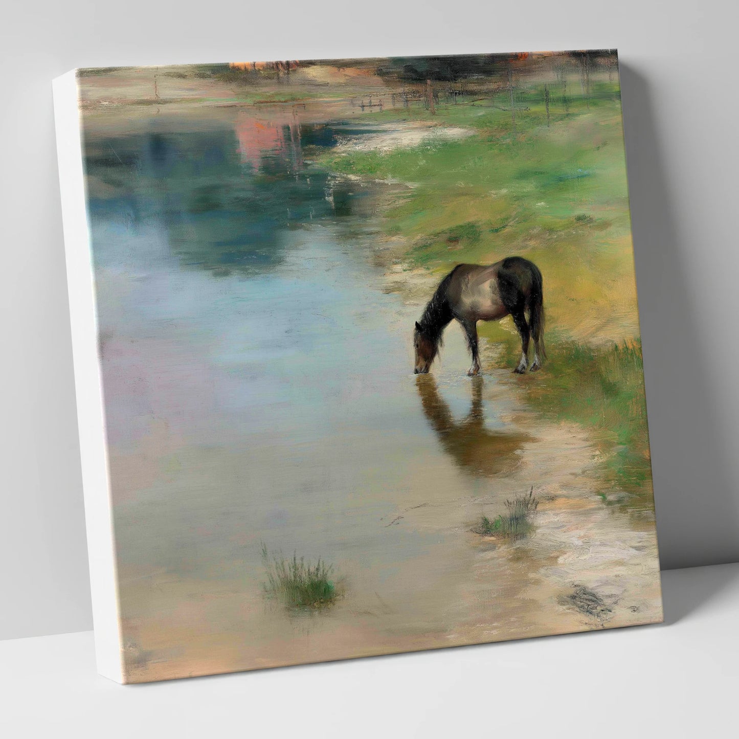 Quiet Waters Edge horse landscape canvas wall art