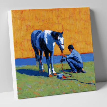 Sun-Drenched Connection horse & rider canvas wall art