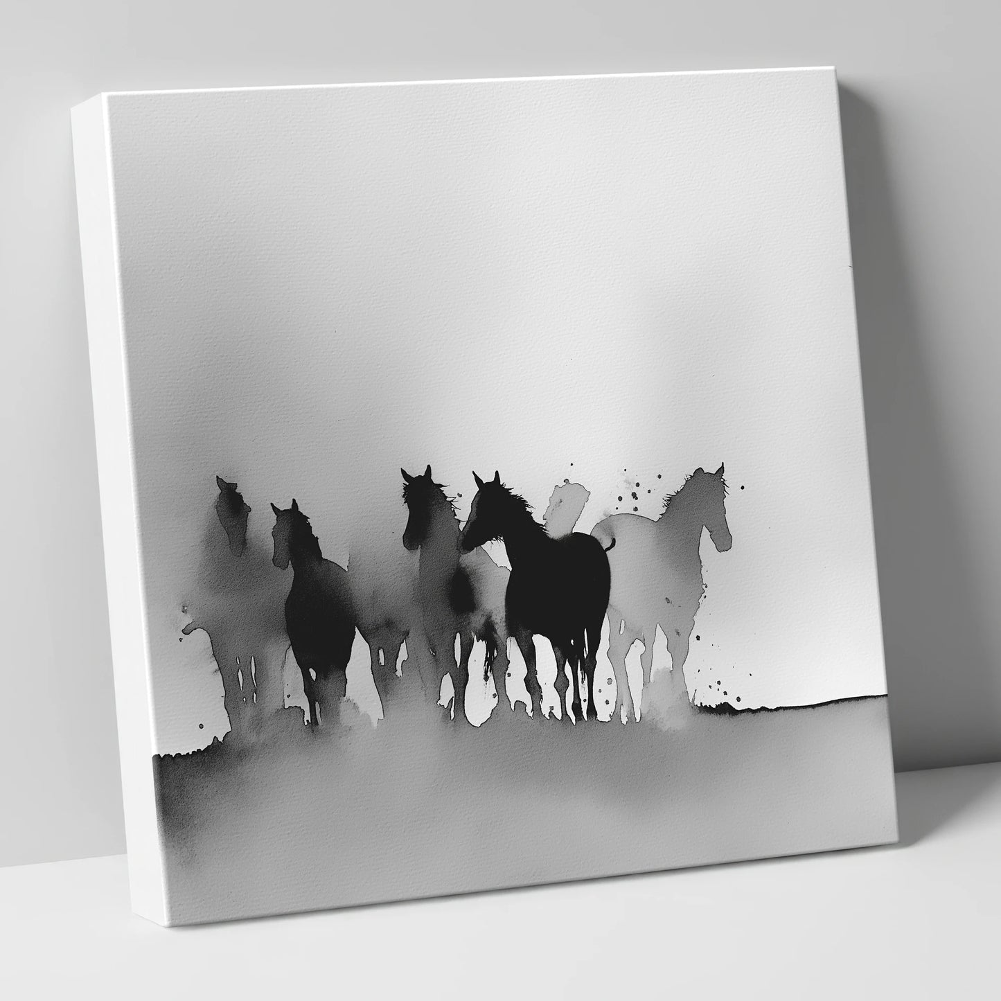 Ethereal Herd Silhouettes wild horses canvas wall art
