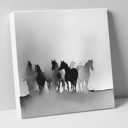 Ethereal Herd Silhouettes wild horses canvas wall art