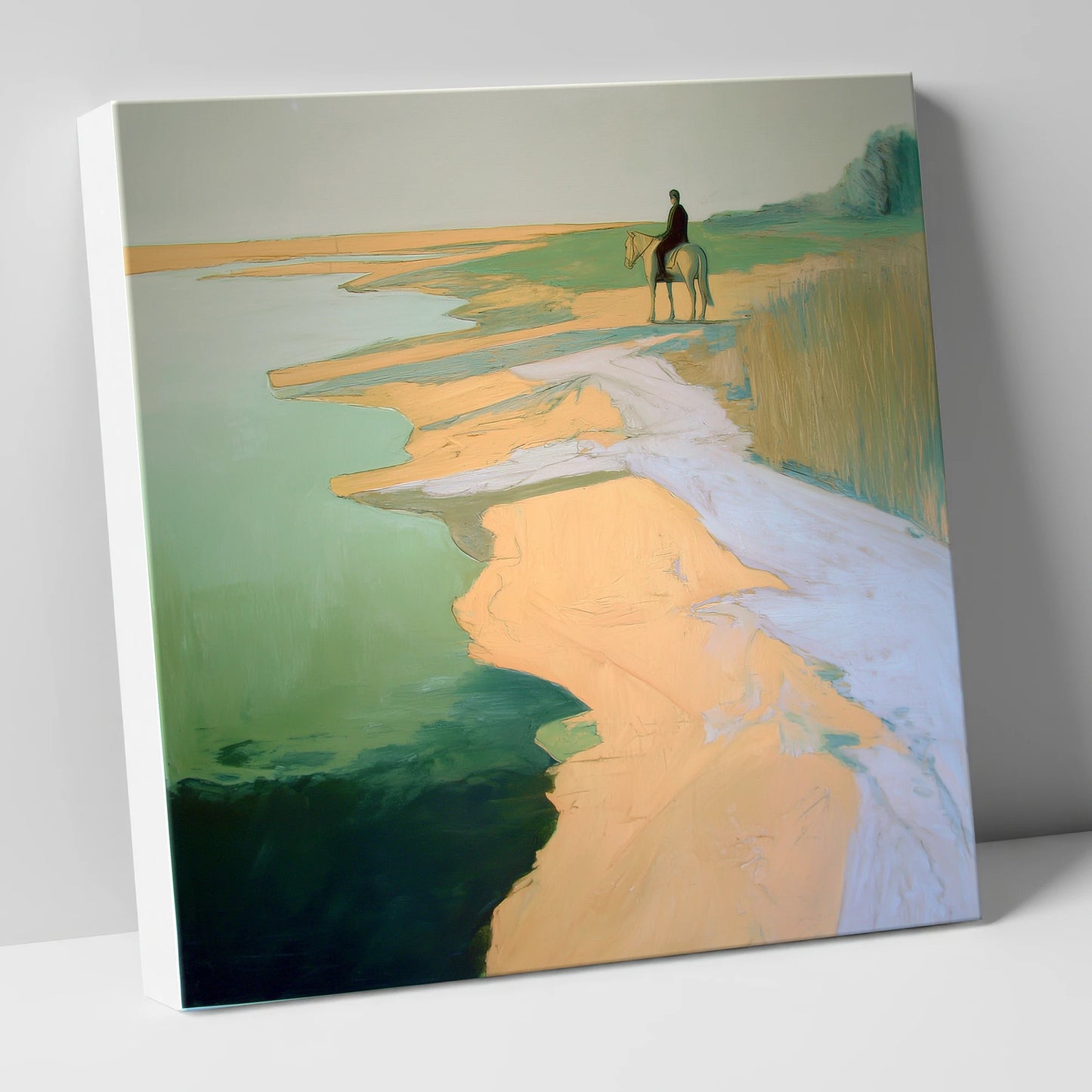 Solitary Shoreline Hack beach horse canvas wall art