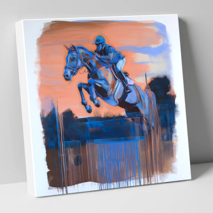 Cobalt Clearance show jumping horse canvas wall art