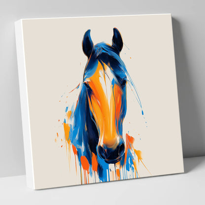 Cobalt and Sienna Spirit horse portrait canvas wall art