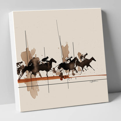 Surge to the Wire racing horse canvas wall art