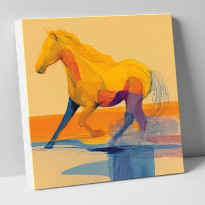Vibrant Coastal Canter beach horse canvas wall art