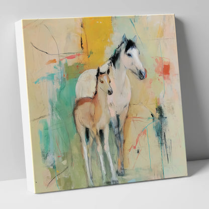 Gentle Guardianship mare & foal canvas wall art