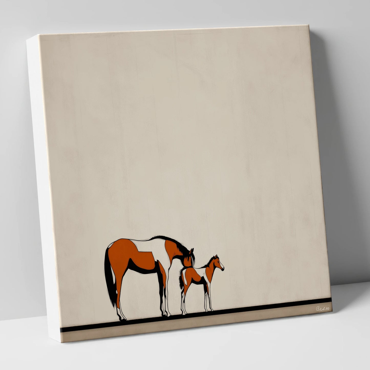 Quiet Moments mare & foal canvas wall art