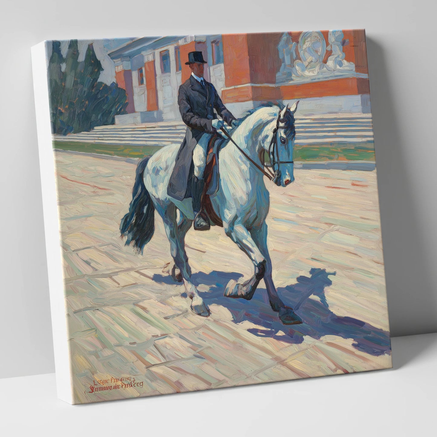 Sunlit Dressage Passage dressage horse canvas wall art