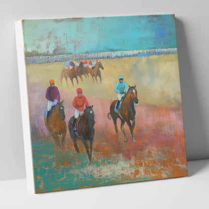 Silks Across the Furlong racing horse canvas wall art
