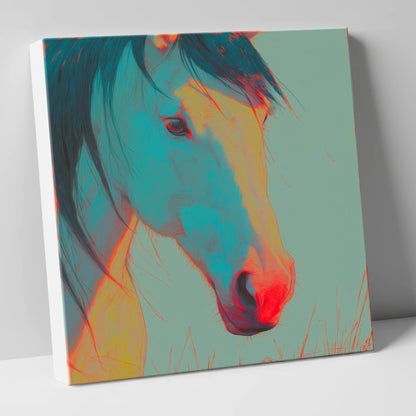 Neon Equine Gaze horse portrait canvas wall art