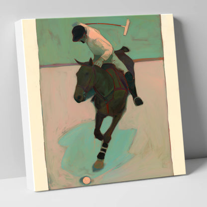 Turning on the Ball polo horse canvas wall art