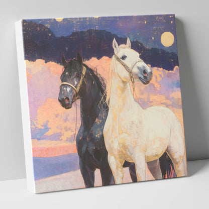 Midnight and Dawn horse landscape canvas wall art