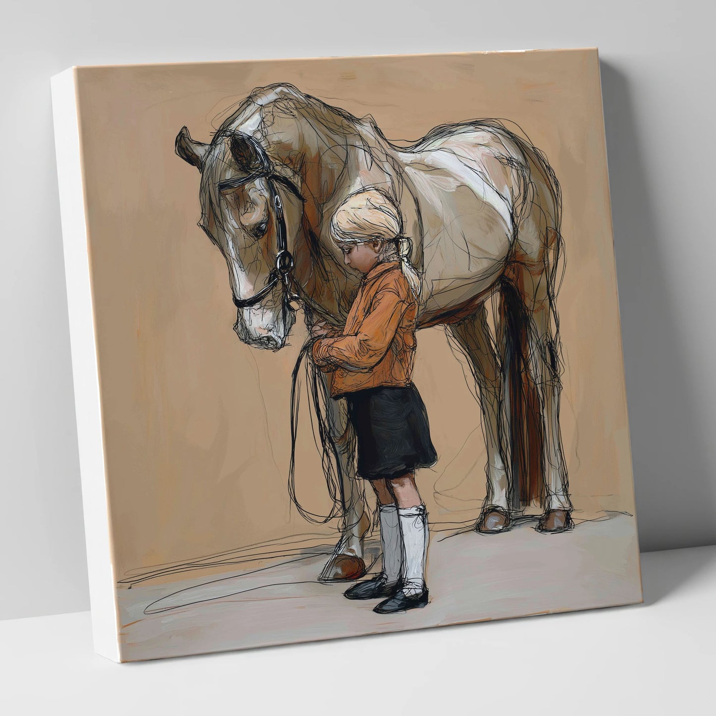 Gentle Companionship horse & rider canvas wall art