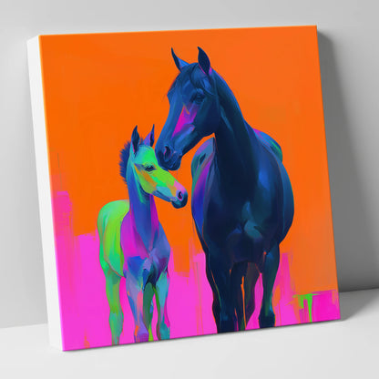 Electric Bond mare & foal canvas wall art