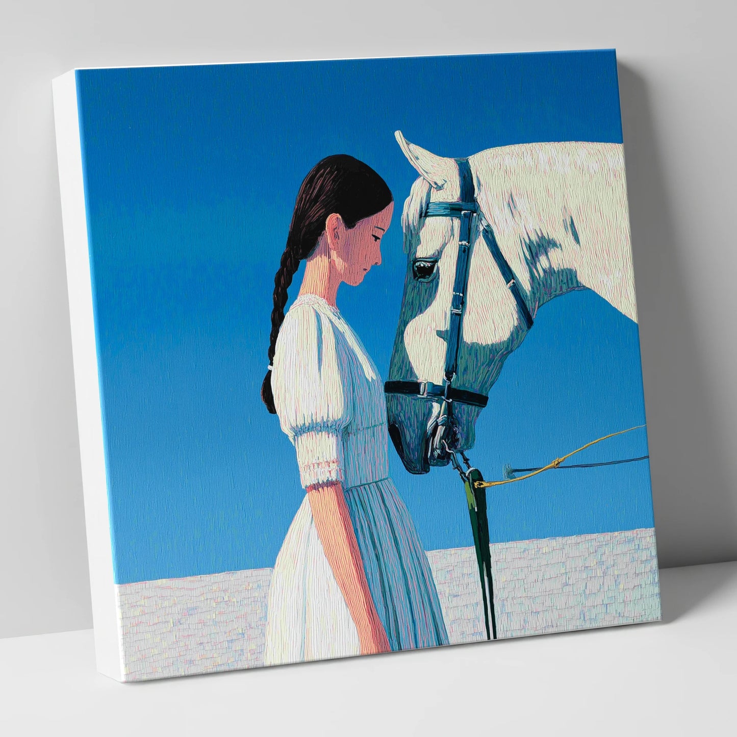 Silent Dialogue horse & rider canvas wall art