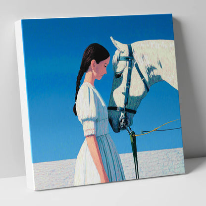 Silent Dialogue horse & rider canvas wall art