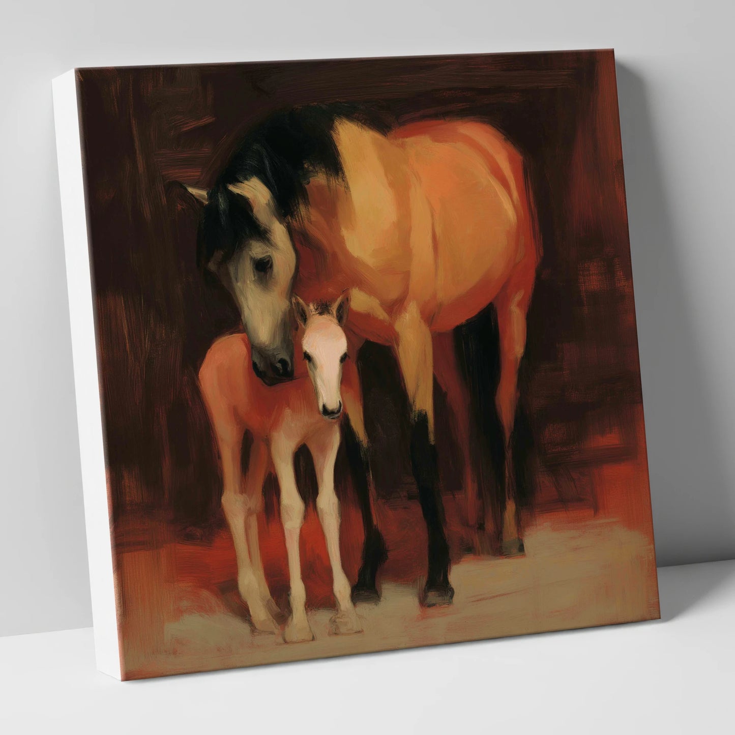 The Nurturing Bond mare & foal canvas wall art