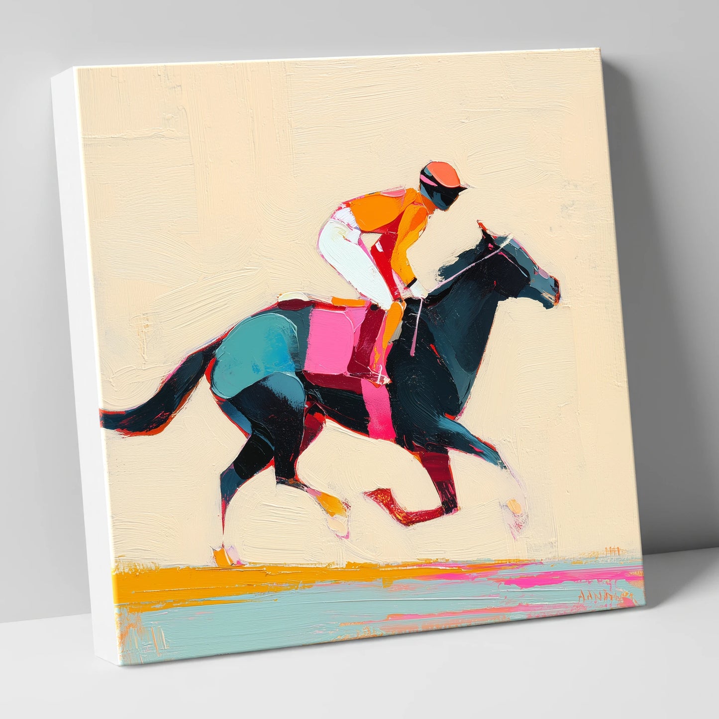 Colour on the Turf racing horse canvas wall art