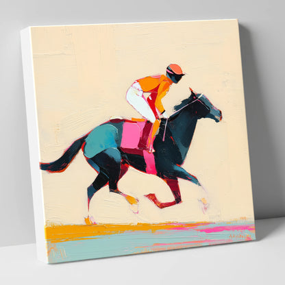 Colour on the Turf racing horse canvas wall art