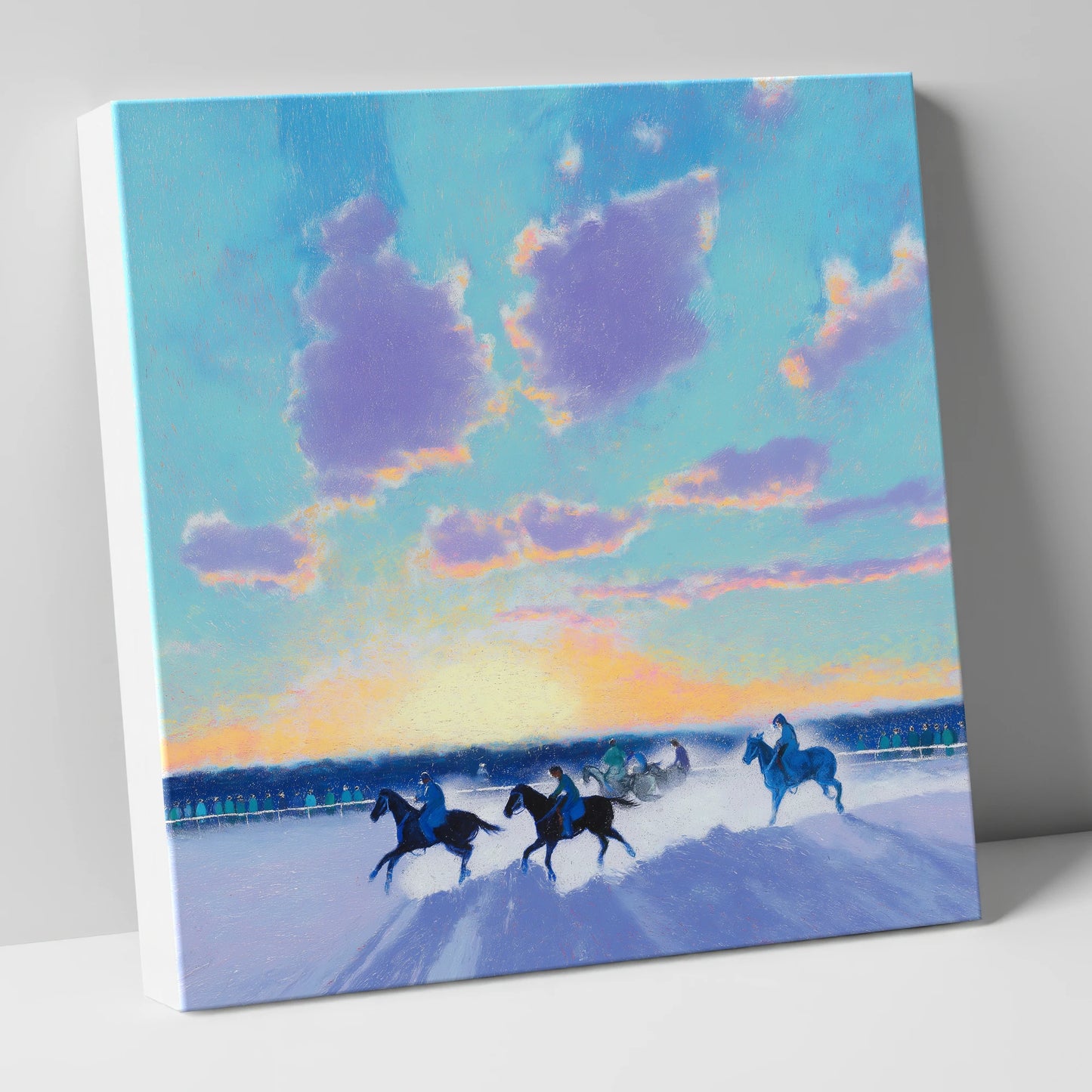 Winter Polo Dawn polo horse canvas wall art
