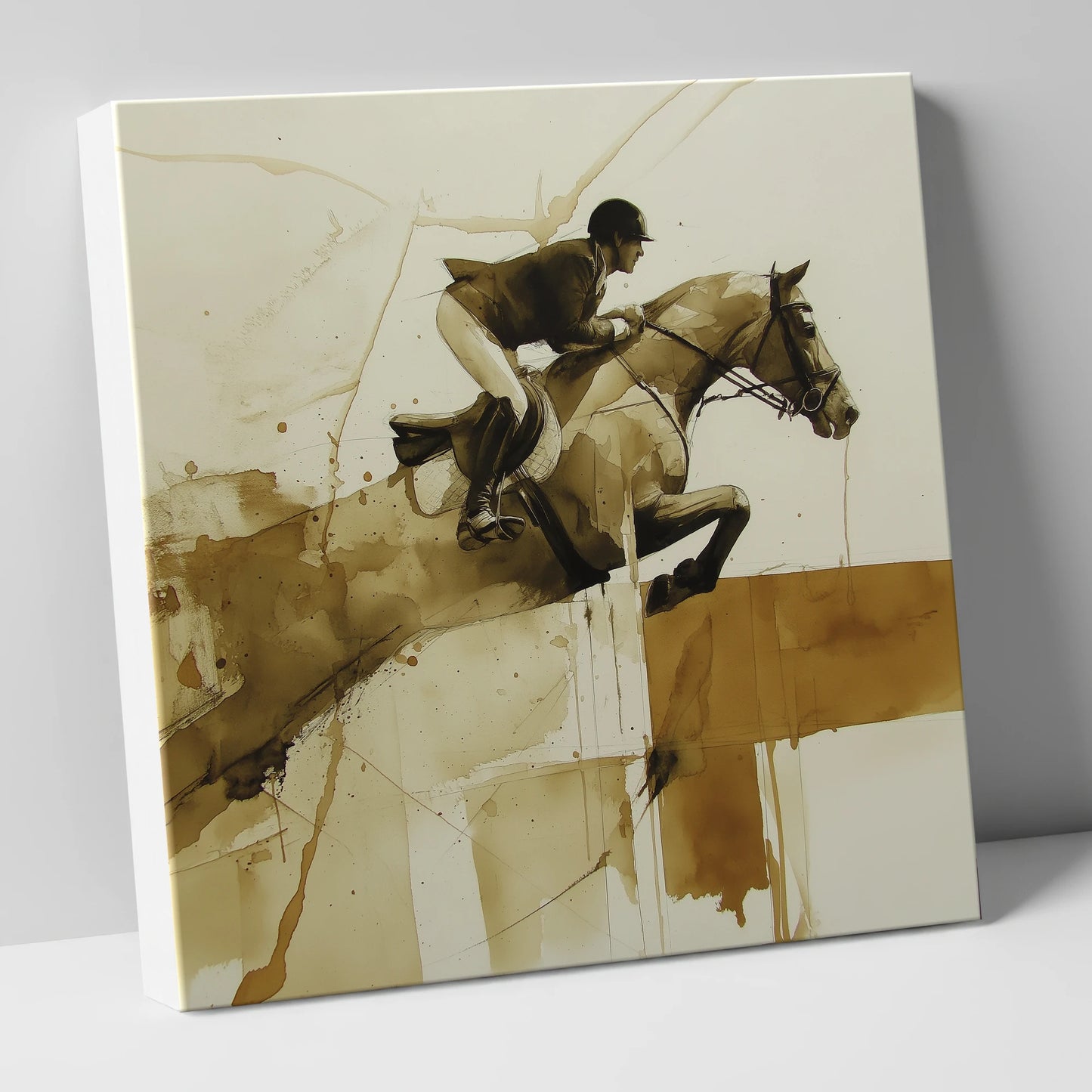 Fluidity in Flight show jumping horse canvas wall art