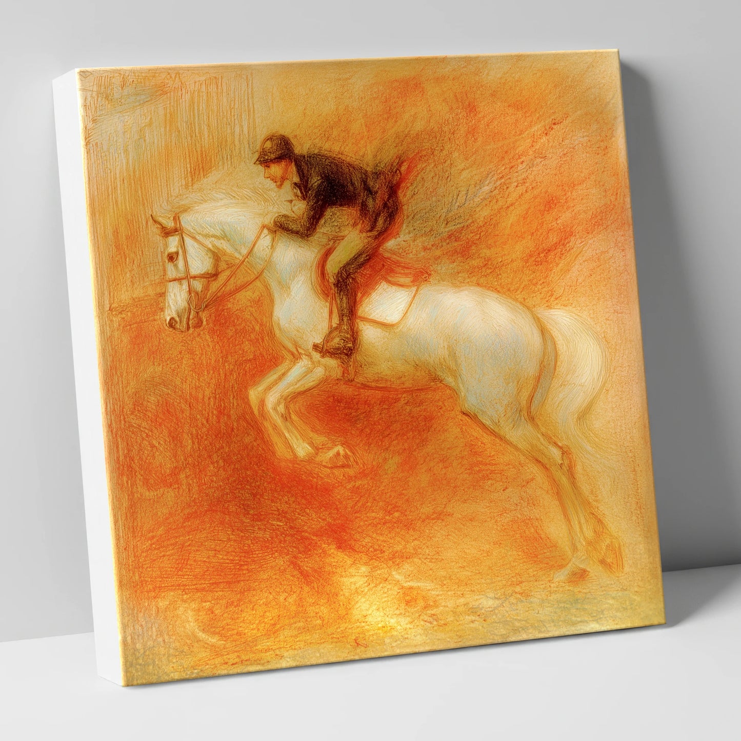 Terracotta Flight show jumping horse canvas wall art