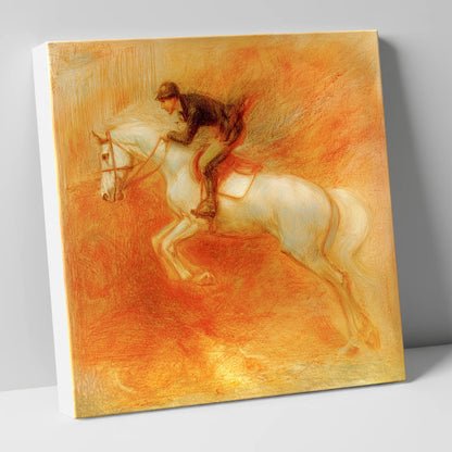 Terracotta Flight show jumping horse canvas wall art