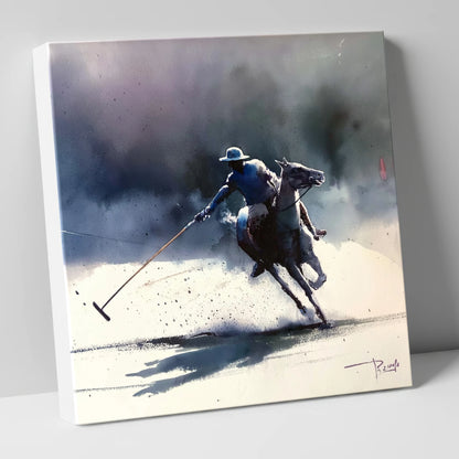 The Decisive Strike polo horse canvas wall art